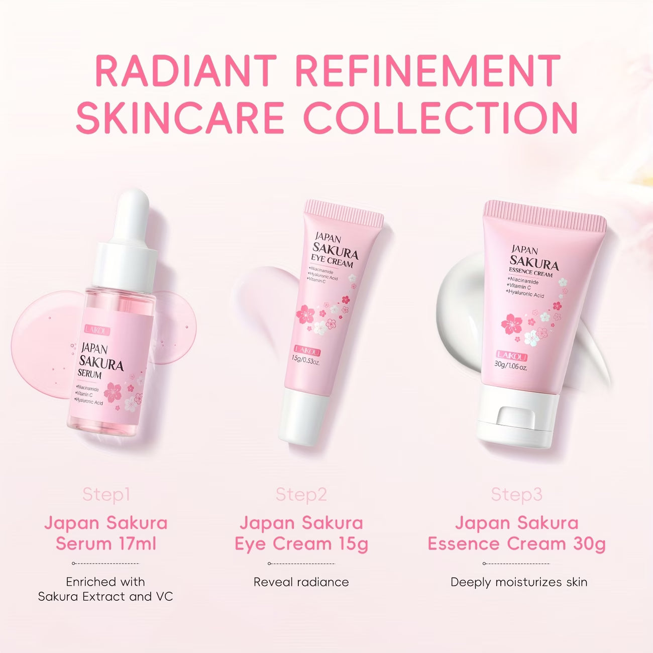 Veltix Store – Sakura 3pcs Skin Care Set